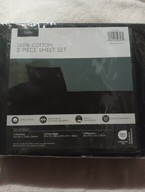 NWT 100% Cotton 3 Piece Sheet Set